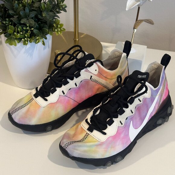 🔥 RARE Tie-Dye Vibe! 🔥 Nike React Element 55 Multi-Color (Womens 6.5) CJ6896-9 - Picture 1 of 6